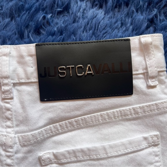 New! JUST CAVALLI Studded High Rise Straight Leg Jeans - Picture 6 of 7